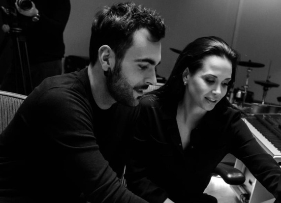 marco mengoni and grace capristo in the studio